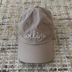 Kids Embroidered Name Cap - Taupe 'collin'